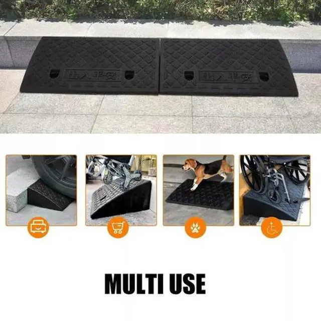 Alt view image 6 of 7 - 2 Pack Driveway Ramp Heavy Duty Vehicle Curb Rubber Threshold Ramp Professional