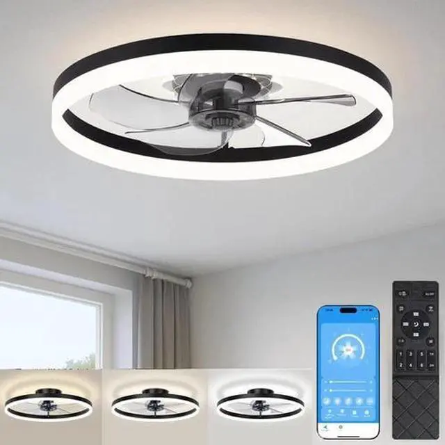 Main image of 20'' Modern Low Profile Ceiling Fan Light LED Ceiling Fan with Remote Control