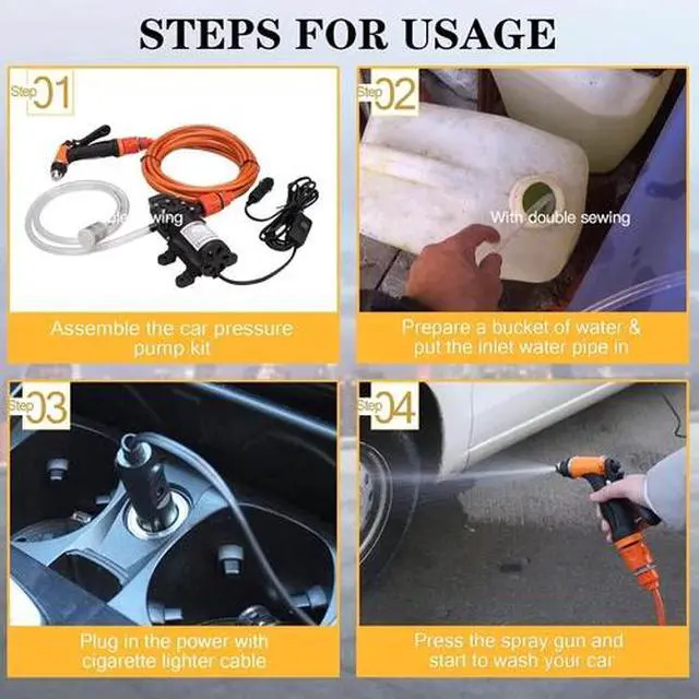 Alt view image 7 of 7 - Car Pressure Washer Electric Gun Portable 12V High Power Cleaner With Water Pump