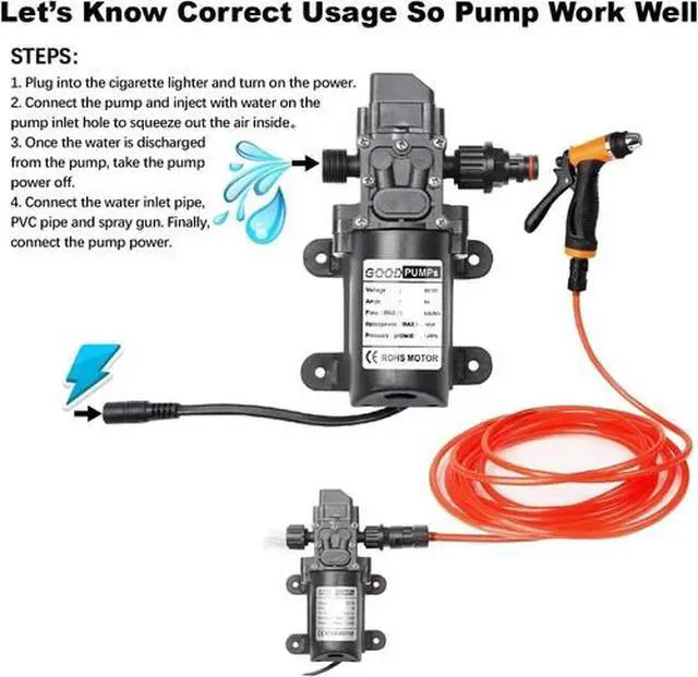 Alt view image 6 of 7 - Car Pressure Washer Electric Gun Portable 12V High Power Cleaner With Water Pump