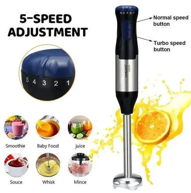 Alt view image 3 of 7 - 5-in-1 Hand Immersion Blender 1000W Entire Stainless Steel Blender Baby food