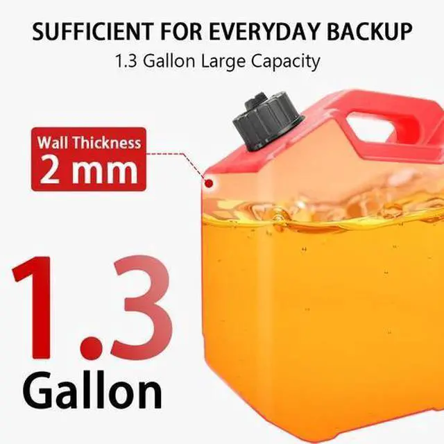 Alt view image 2 of 6 - 5L Gas Fuel Tank Gas Can Oil Storage Can For ATV UTV Gokart Motorcycle Car SUV