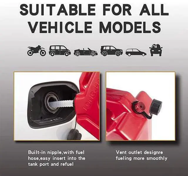 Alt view image 6 of 6 - 5L Gas Fuel Tank Gas Can Oil Storage Can For ATV UTV Gokart Motorcycle Car SUV