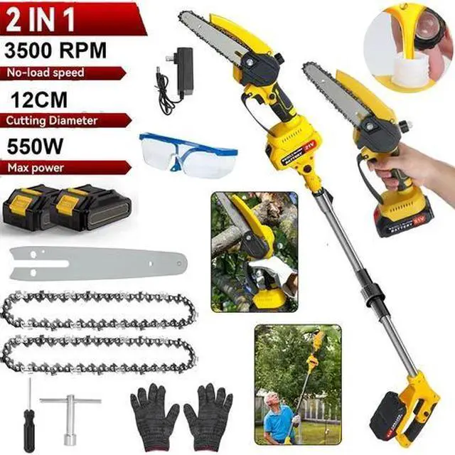 Main image of 2 in 1 Cordless Pole Saw & Mini Chainsaw,6" Brushless Electric Chain Saw