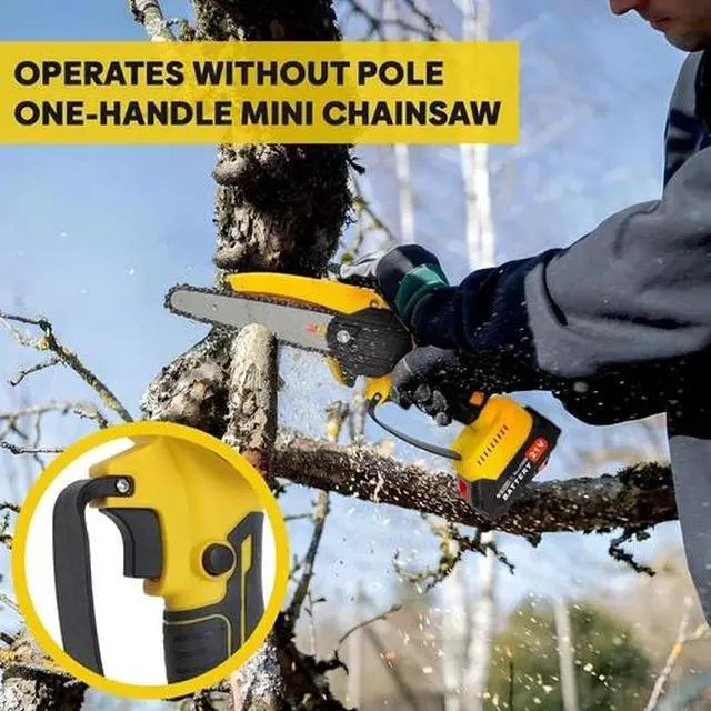 Alt view image 4 of 7 - 2 in 1 Cordless Pole Saw & Mini Chainsaw,6" Brushless Electric Chain Saw