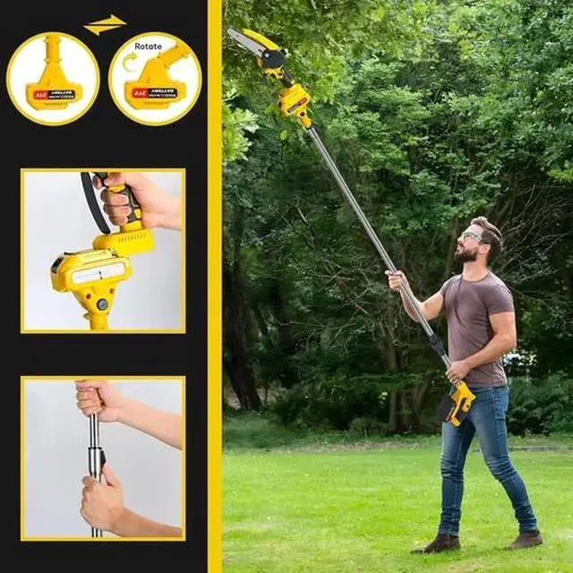 Alt view image 5 of 7 - 2 in 1 Cordless Pole Saw & Mini Chainsaw,6" Brushless Electric Chain Saw