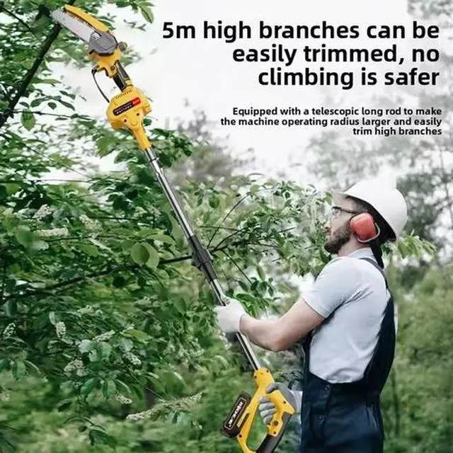 Alt view image 3 of 7 - 2 in 1 Cordless Pole Saw & Mini Chainsaw,6" Brushless Electric Chain Saw