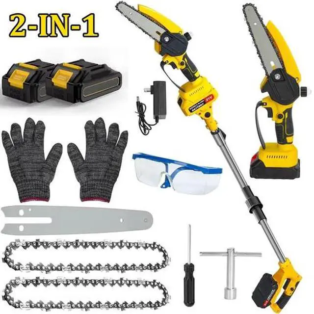Alt view image 2 of 7 - 2 in 1 Cordless Pole Saw & Mini Chainsaw,6" Brushless Electric Chain Saw