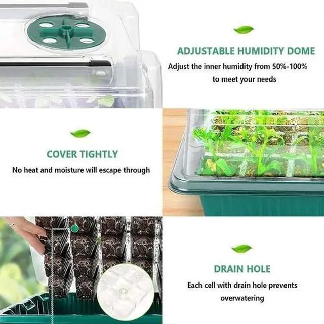 Alt view image 5 of 7 - Seed Starter Tray with Grow Light, 2 Packs 80 Cells Seed Starting Kit, Reusable
