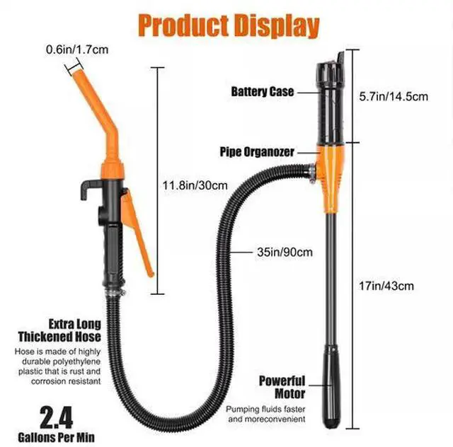 Alt view image 2 of 7 - 2.4 GPM Portable Powered Battery Liquid Transfer Pump for Gasoline Diesel Fuel
