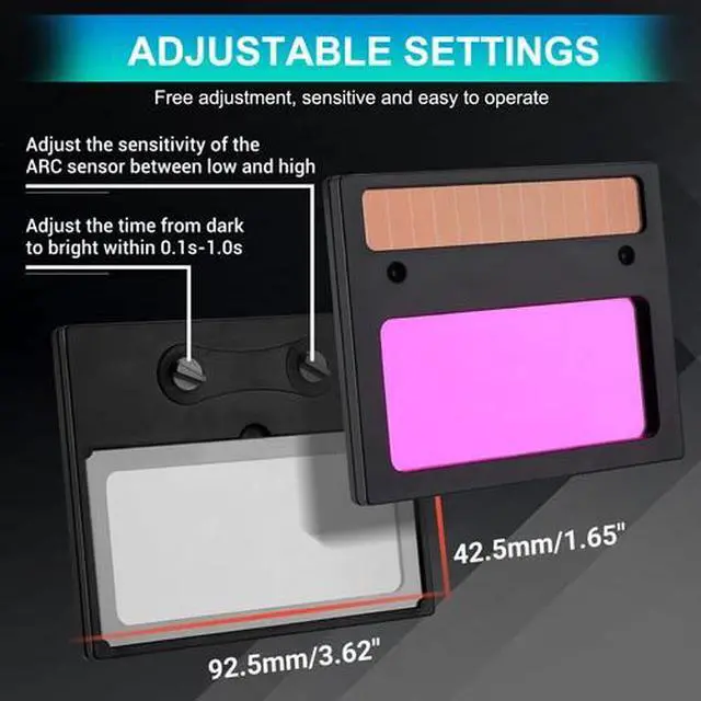 Alt view image 4 of 7 - Solar Powered Welding Helmet Pro Auto Darkening Hood Mig Tig Arc Welder Mask