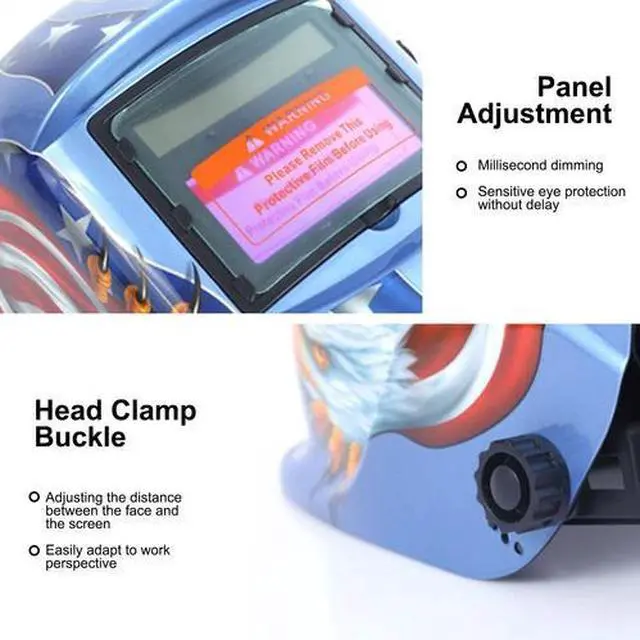 Alt view image 6 of 7 - Solar Powered Welding Helmet Pro Auto Darkening Hood Mig Tig Arc Welder Mask