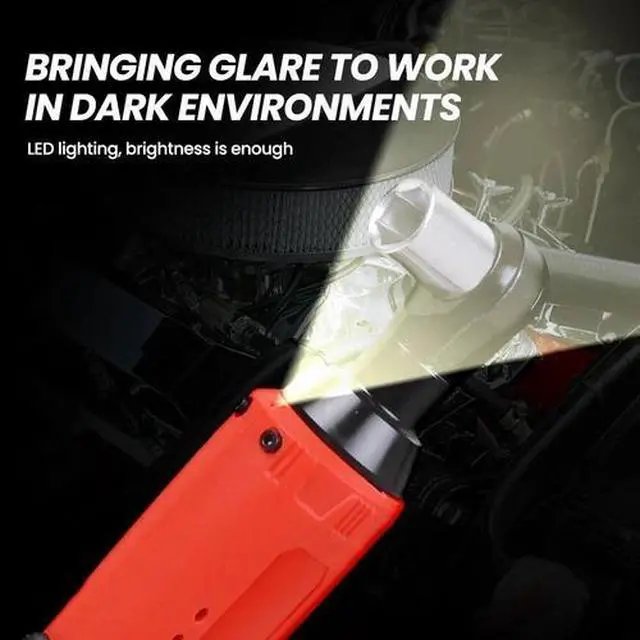 Alt view image 5 of 6 - 3/8'' Electric Cordless Ratchet Right Angle Wrench Impact Power Tool 2 Battery