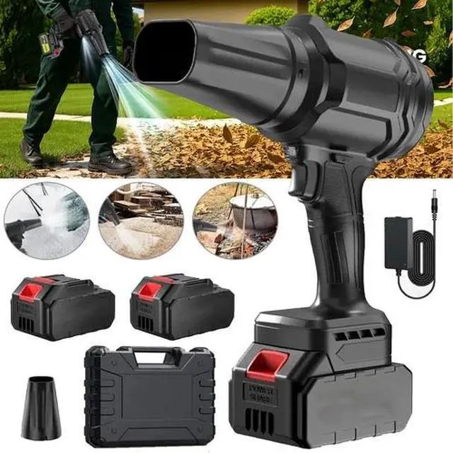 Alt view image 2 of 7 - Electric Cordless Leaf Blower 500000RPM Handheld Blower 2 Batteries & 1 Charger