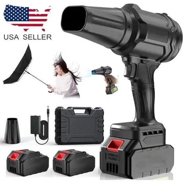 Alt view image 3 of 7 - Electric Cordless Leaf Blower 500000RPM Handheld Blower 2 Batteries & 1 Charger