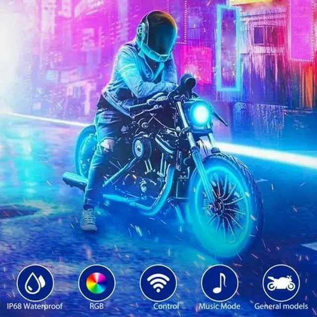 Alt view image 5 of 7 - 16PCS Motorcycle RGB LED Strip Light Under Glow Neon Kit Bluetooth APP Control