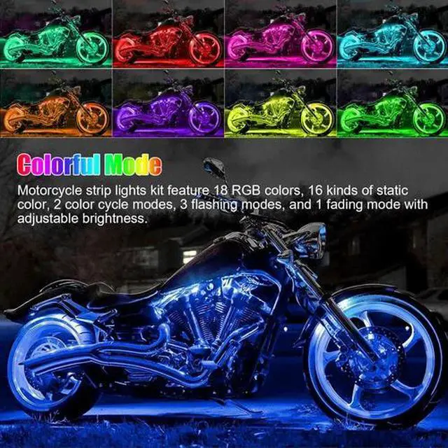 Alt view image 6 of 7 - 16PCS Motorcycle RGB LED Strip Light Under Glow Neon Kit Bluetooth APP Control