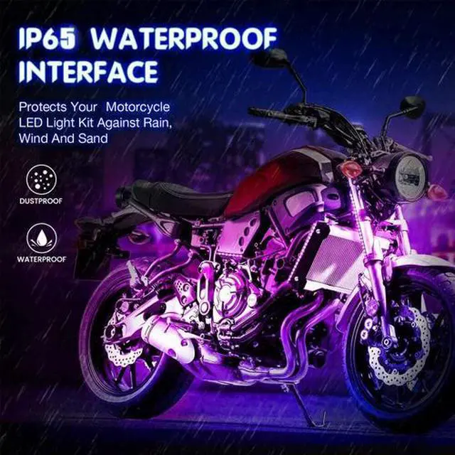 Alt view image 7 of 7 - 16PCS Motorcycle RGB LED Strip Light Under Glow Neon Kit Bluetooth APP Control