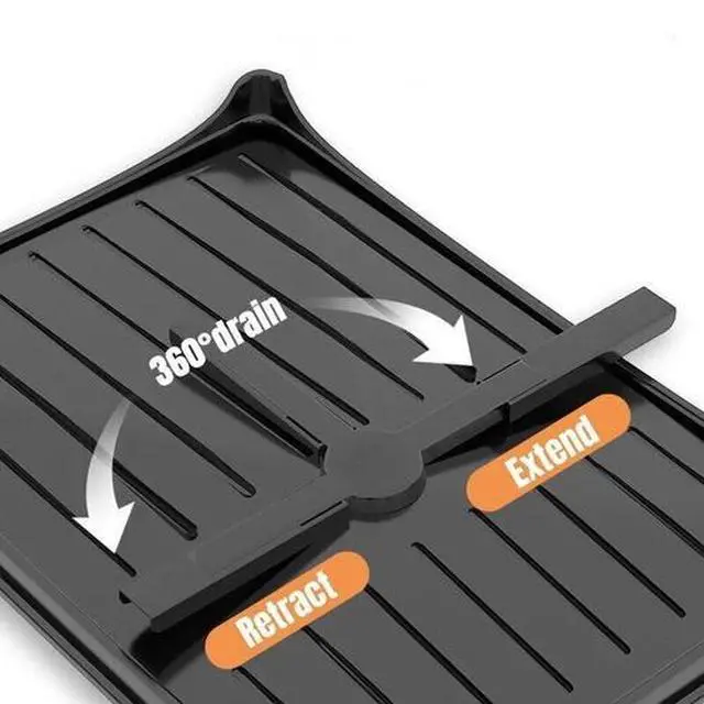 Alt view image 7 of 7 - 2-Tier Adjustable Dish Drying Rack Bowl Drainer Utensil Holder Kitchen Organizer
