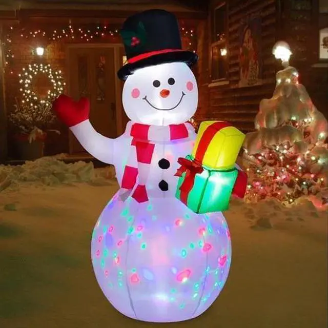Main image of 5 FT Inflatable Snowman w/Colored LEDs, Inflatables Outdoor Decorations Xmas