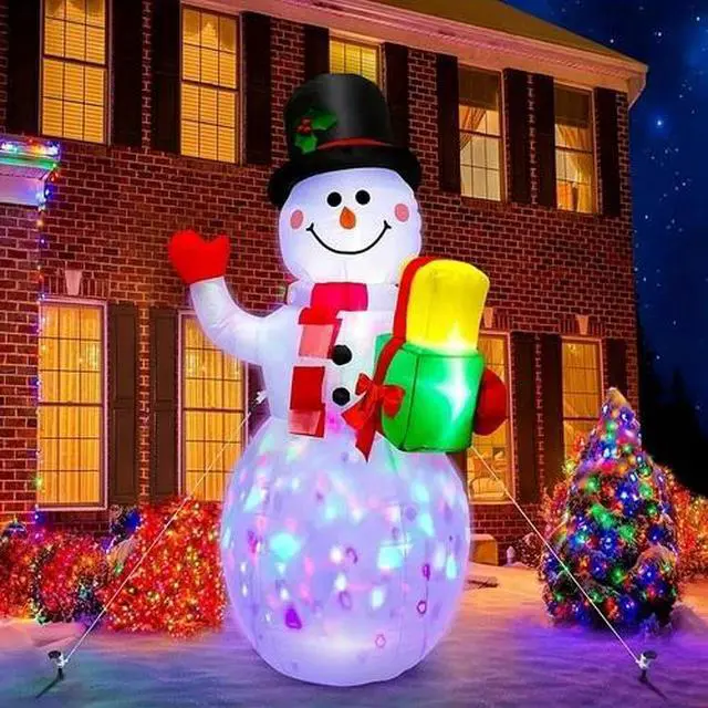 Alt view image 3 of 7 - 5 FT Inflatable Snowman w/Colored LEDs, Inflatables Outdoor Decorations Xmas
