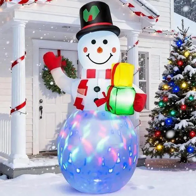 Alt view image 5 of 7 - 5 FT Inflatable Snowman w/Colored LEDs, Inflatables Outdoor Decorations Xmas