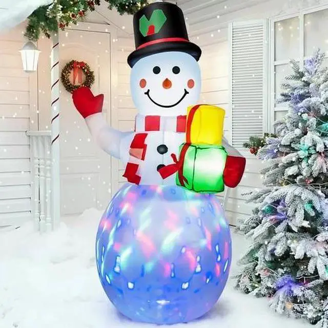 Alt view image 6 of 7 - 5 FT Inflatable Snowman w/Colored LEDs, Inflatables Outdoor Decorations Xmas