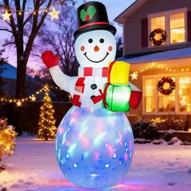 Alt view image 4 of 7 - 5 FT Inflatable Snowman w/Colored LEDs, Inflatables Outdoor Decorations Xmas