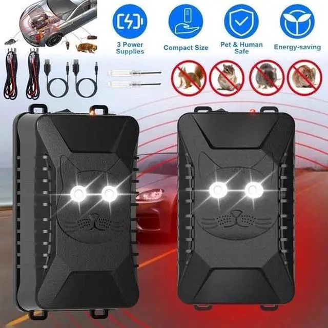 Main image of 2PCS Car Ultrasonic Mouse Repeller Vehicle Rat Rodent Pest Animal Repellent 12V