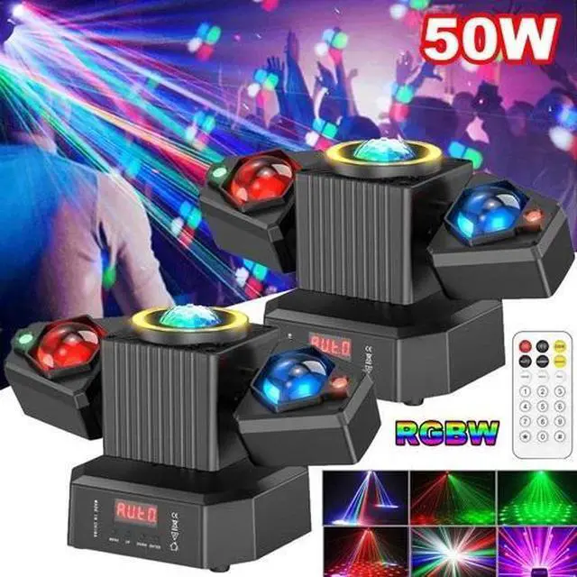 Main image of 2PCS Laser Light RGBW LED Moving Head Disco Stage Lighting Beam DMX512 Party DJ
