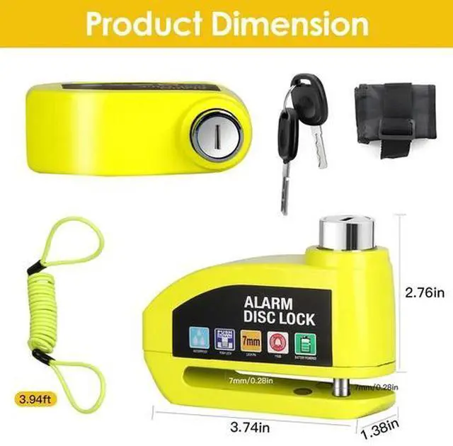Alt view image 7 of 7 - Bike Motorcycle Wheel Disc Brake Alarm Lock Aluminum Alloy Security Anti-theft