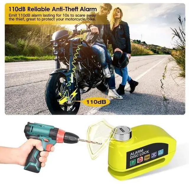 Alt view image 6 of 7 - Bike Motorcycle Wheel Disc Brake Alarm Lock Aluminum Alloy Security Anti-theft