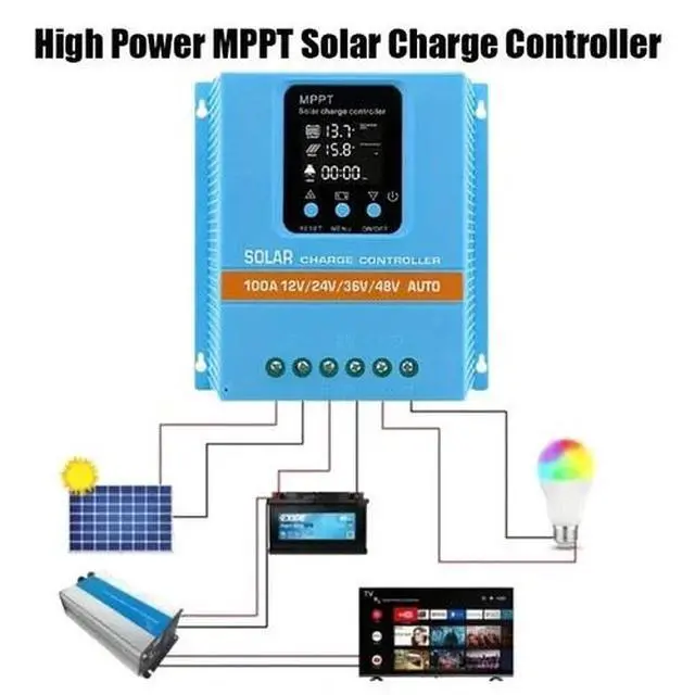 Alt view image 6 of 7 - 4800W 100A MPPT Solar Charge Controller 12V/24V/36V/48V Battery PV Regulator LCD