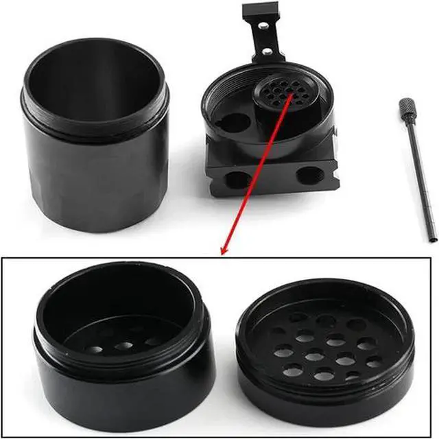 Alt view image 4 of 7 - Oil Catch Can Kit Reservoir Baffled Tank with Breather Filter Universal Aluminum