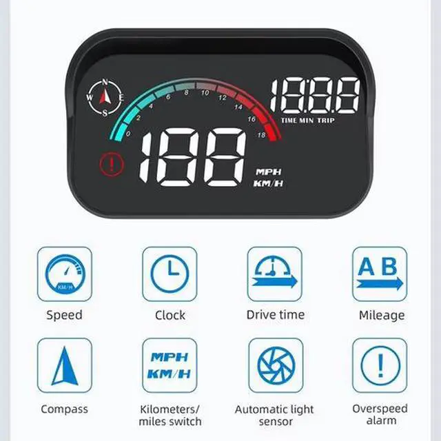 Alt view image 4 of 7 - Car Digital Speedometer Universal GPS Car HUD Head Up Display Hud Speedometer