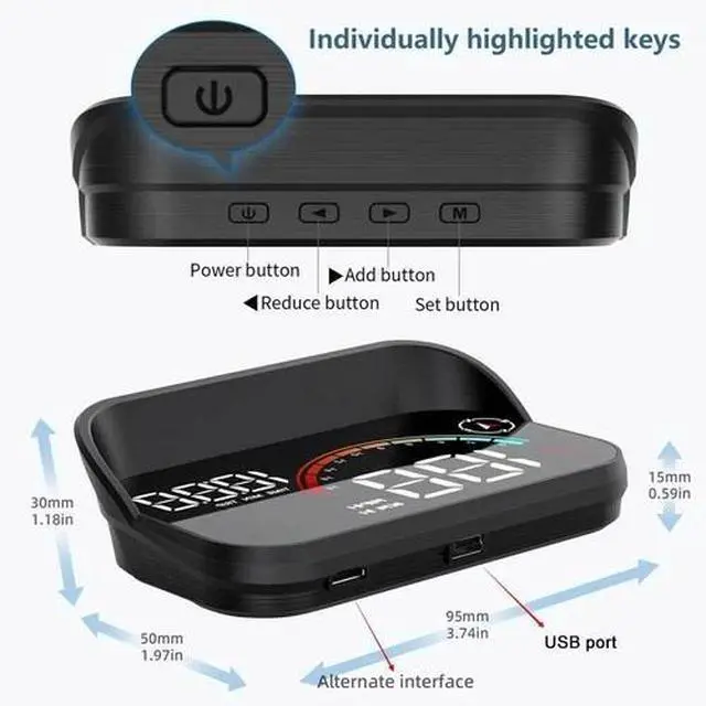 Alt view image 7 of 7 - Car Digital Speedometer Universal GPS Car HUD Head Up Display Hud Speedometer