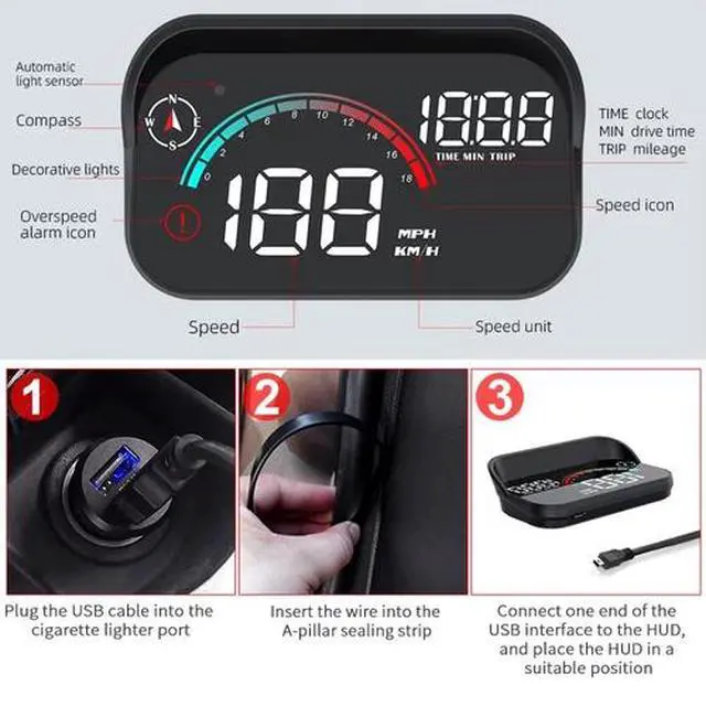 Alt view image 5 of 7 - Car Digital Speedometer Universal GPS Car HUD Head Up Display Hud Speedometer