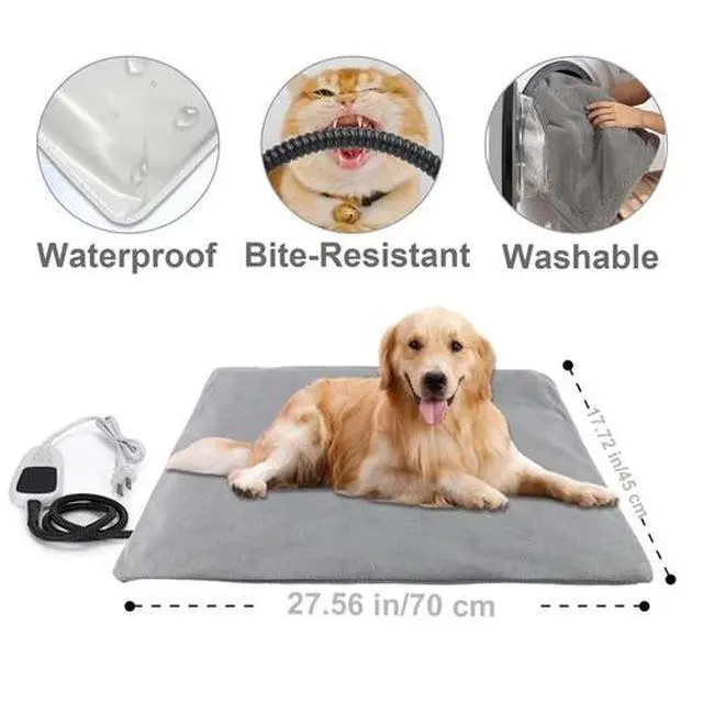Alt view image 6 of 7 - Electric Pet Heating Pad Bed for Cat Dog Large Indoor Outdoor Waterproof 27"X18"