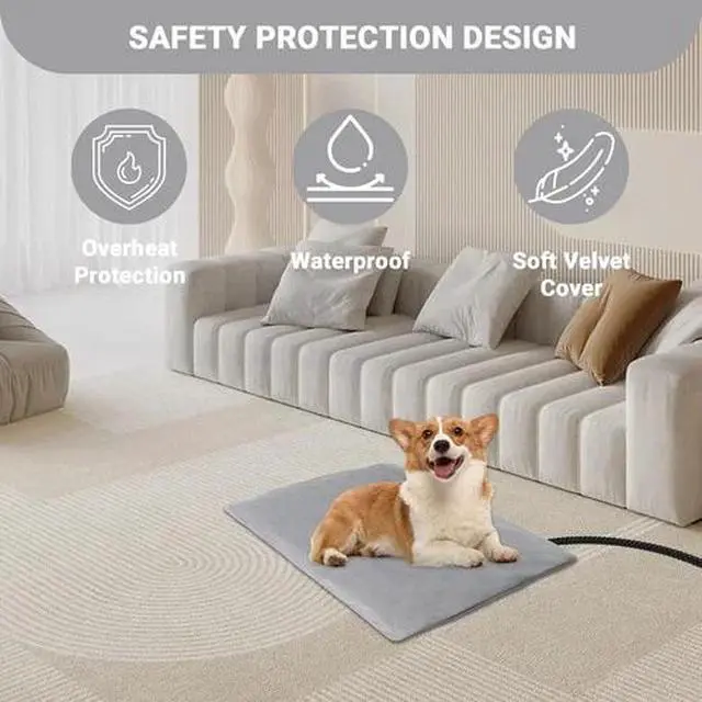 Alt view image 3 of 7 - Electric Pet Heating Pad Bed for Cat Dog Large Indoor Outdoor Waterproof 27"X18"