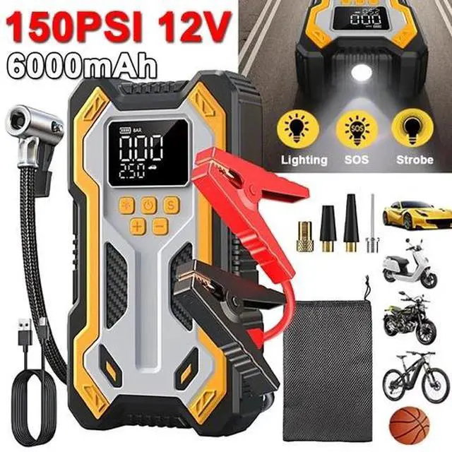 Alt view image 2 of 7 - Car Jump Starter 6000mAh W/ Air Compressor Power Bank Battery Charger Portable