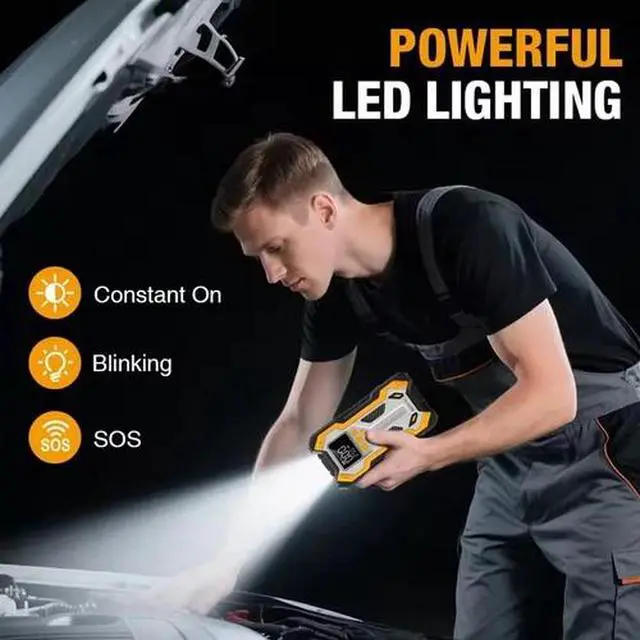 Alt view image 7 of 7 - Car Jump Starter 6000mAh W/ Air Compressor Power Bank Battery Charger Portable