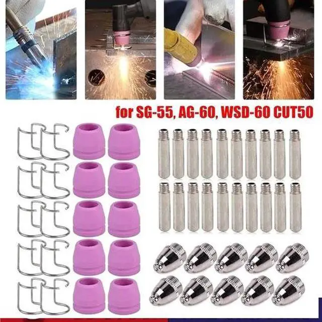 Alt view image 3 of 7 - 60 Pcs Plasma Cutter Torch Consumables Kit for SG-55, AG-60, WSD-60 CUT50