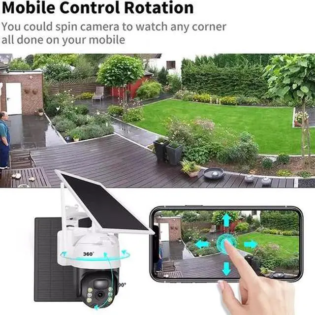 Alt view image 4 of 7 - 3 Pack WiFi6 Solar Battery Powered Wireless Security Camera Sys Outdoor 3MP PTZ