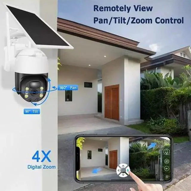 Alt view image 6 of 7 - 3 Pack WiFi6 Solar Battery Powered Wireless Security Camera Sys Outdoor 3MP PTZ