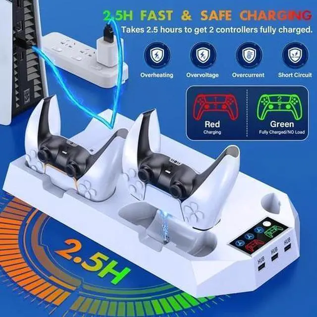 Alt view image 3 of 6 - Stand Cooling Fan Controller Dual Charger Station For PlayStation 5 PS5 Slim US