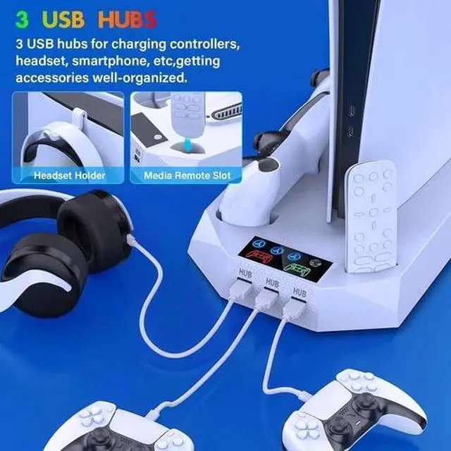 Alt view image 4 of 6 - Stand Cooling Fan Controller Dual Charger Station For PlayStation 5 PS5 Slim US