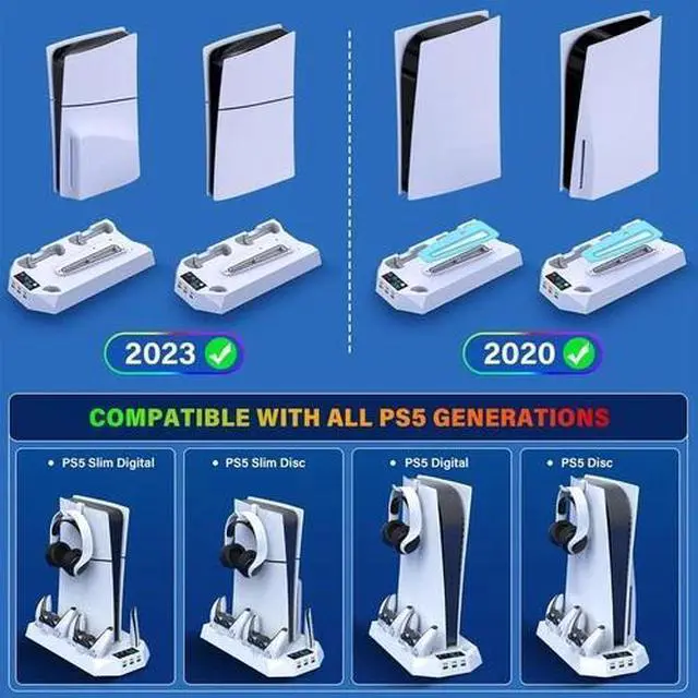 Alt view image 5 of 6 - Stand Cooling Fan Controller Dual Charger Station For PlayStation 5 PS5 Slim US