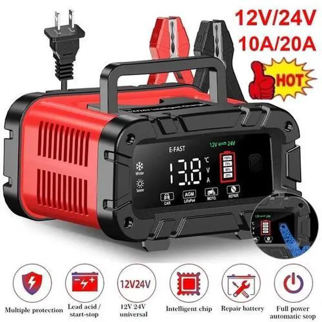 Main image of 12V/24V 20A Smart Battery Charger Lithium LiFePO4 Lead-Acid Car Battery Charger