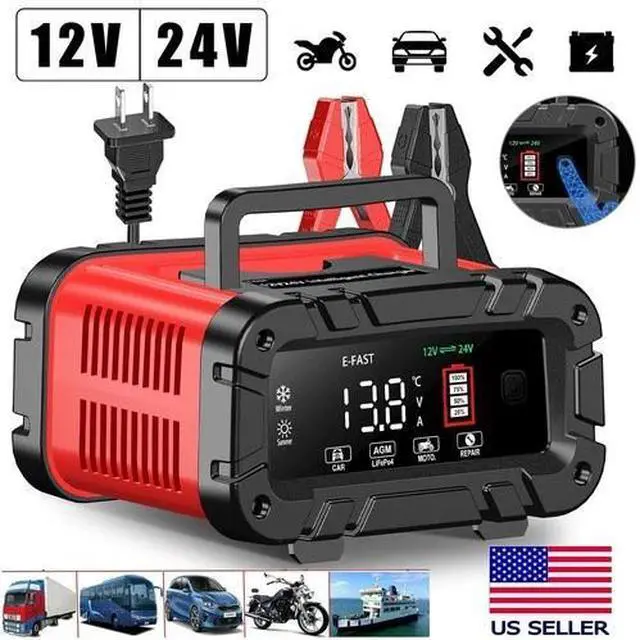 Alt view image 2 of 7 - 12V/24V 20A Smart Battery Charger Lithium LiFePO4 Lead-Acid Car Battery Charger