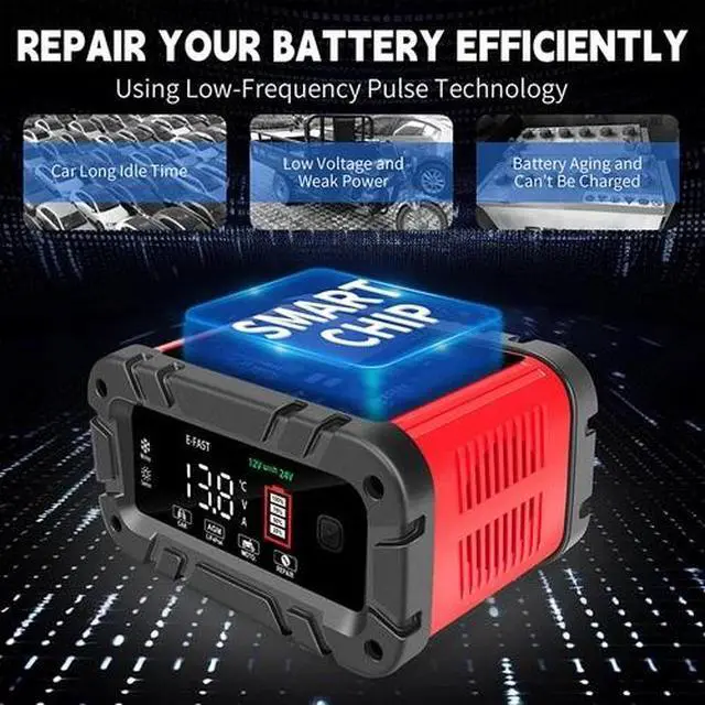 Alt view image 6 of 7 - 12V/24V 20A Smart Battery Charger Lithium LiFePO4 Lead-Acid Car Battery Charger